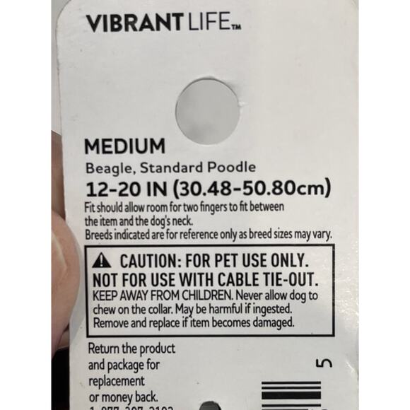 Vibrant Life Medium Dog Collar Dark Blue Denim Faux Leather NWT - Picture 4 of 4